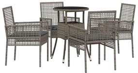 Conjunto de Jantar de Jardim 5 Peças Cinza Polirattan