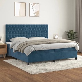 vidaXL Cama com molas/colchão 200x200 cm veludo azul-escuro