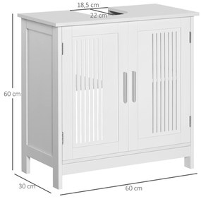 Móvel para Lavatório Armário Casa de Banho de Chão de Madeira com 2 Portas Ventiladas e Prateleira Interior Ajustável Moderno 60x30x60 cm Branco