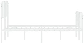 Estrutura de cama com cabeceira e pés 140x190 cm metal branco