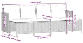 5 pcs conjunto de sofás p/ jardim com almofadões vime PE bege