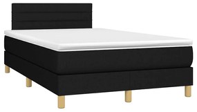 Cama box spring c/ colchão e LED 120x190 cm tecido preto