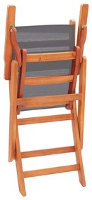 Cadeiras jardim dobráveis 2pcs eucalipto maciço/textilene cinza