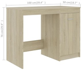 Secretária 140x50x76 cm contraplacado cor carvalho sonoma