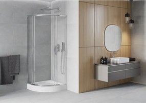 Mexen Rio cabine de duche semicircular 70 x 70 cm, transparente, cromada + base de duche, branca - 863-070-070-01-00-4710