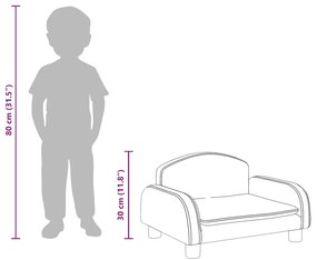 Sofá infantil 50x40x30 cm couro artificial cor creme