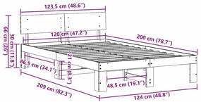 Estrado de Cama com Cabeceira Branco 120x200 cm Madeira de Pinho Maciç