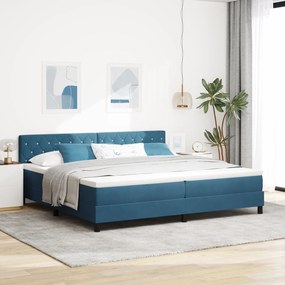 Cama Box com Colchão vidaXL Azul Escuro 200x200 cm Veludo