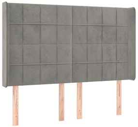 Cabeceira cama c/ luzes LED veludo 147x16x118/128cm cinza-claro