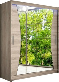 Roupeiro Closico 116, Trufa carvalho, 200x150x58cm, 119 kg, Portas para roupeiro: Deslizante, Número de prateleiras: 5, Número de prateleiras: 5