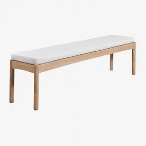 Banco 180 Cm Em Madeira De Acácia Karvia Marrom Acácia Claro & Tecido Branco - Sklum