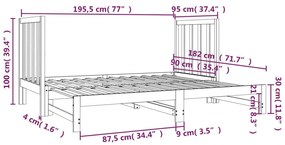 Estrutura sofá-cama de puxar 2x(90x190) cm pinho maciço branco