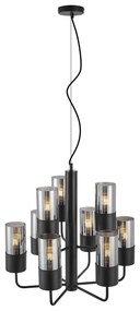 Lustre moderno preto com vidro fumado 9-luzes - Laura Moderno