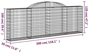 Cestos gabião arqueados 12pcs 300x30x100/120 ferro galvanizado