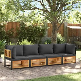 vidaXL 4 pcs conjunto de sofás de jardim com almofadões acácia maciça