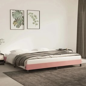 Estrutura de cama 200x200 cm veludo rosa