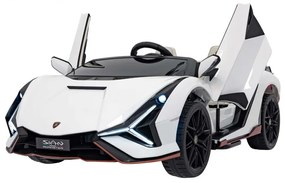 Carro elétrico para Crianças 2 Lugares Lamborghini SIAN 24V 4x4 Rodas Espuma EVA, Assento	couro ecológico Branco