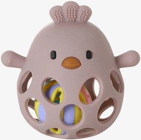Chocalho pintainho em silicone rosa