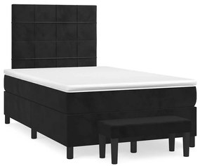 Cama boxspring com colchão 120x190 cm veludo preto