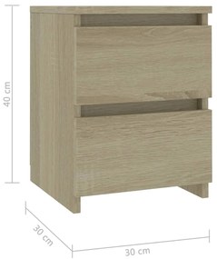 Mesa de cabeceira 2 pcs 30x30x40 cm contrap. carvalho sonoma