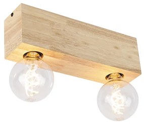 Candeeiro de teto rústico madeira natural 2-luzes - BLOC Rústico