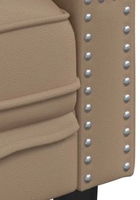 Sofá chesterfield 3 lugares couro artificial cappuccino