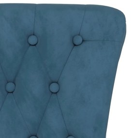 Cadeirão com encosto alto veludo azul design de botões