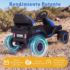 Trator Elétrico Infantil para crianças 3 a 6 anos, 152 x 68 x 60 cm, Reboque Removível, Azul