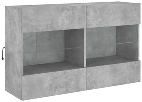 Móvel parede p/ TV c/ luzes LED 98,5x30x60,5 cm cinza cimento