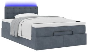 Estrutura de cama otomana com colchão cinza escuro veludo