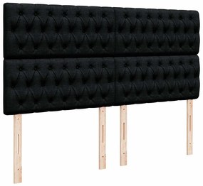 Cama com molas/colchão 200x200 cm tecido preto