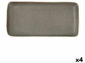 Bandeja de Aperitivos Bidasoa Gio Retangular Cinzento 28 X 14 cm Cerâmica (4 Unidades)