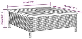Mesa de jardim 70x70x25 cm vime e madeira de acácia preto