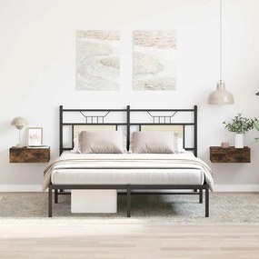 Mesas cabeceira susp. 2pcs 40x30x15 cm cor carvalho fumado