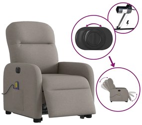 Poltrona elétrica elevatória massagens tecido cinza-acastanhado