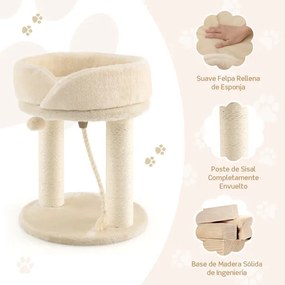 Árvore para gatos, altura 53 cm, torre para gatos 4 em 1 com plataforma de base acolchoada, bola de salto e corda de sisal Bege