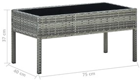 Mesa de jardim 75x40x37 vime PE cinzento