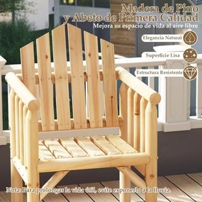 Cadeira de madeira para exteriores com braços e encosto alto inclinado 66 cm x 62,5 cm x 98 cm cor natural