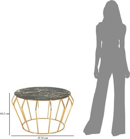 MESA DE CENTRO HISTOR Ø 78X44,5 CM DOURADA E PRETA