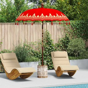 vidaXL Parasol Balinês com Base Vermelho 185 x 185 x 260 cm