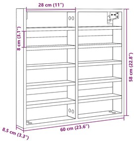 Armário vitrine 60x8,5x58 cm derivados de madeira preto