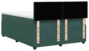Cama com molas/colchão 160x200 cm veludo verde-escuro