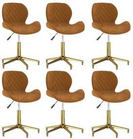 vidaXL Cadeiras de jantar giratórias 6 pcs veludo castanho