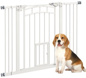 PawHut Barreira de Segurança Extensível 74-100 cm para Portas e Escadas Porta de Segurança para Animais com Montagem a Pressão e Duplo Bloqueio Branco