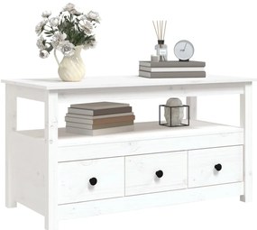 Mesa de centro 102x49x55 cm pinho maciço branco