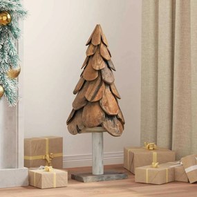 vidaXL Árvore de Natal Castanho 91 cm Madeira de teca maciça