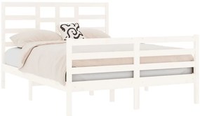 Estrutura de cama 140x190 cm madeira maciça branco
