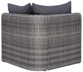 10 pcs conjunto lounge de jardim c/ almofadões vime PE cinzento