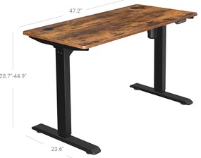Secretária eléctrica regulável em altura 120 x 60 x (73-114) cm Castanho Vintage-preto