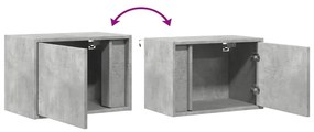Mesas de cabeceira de parede c/ luzes LED 2pcs cinzento cimento